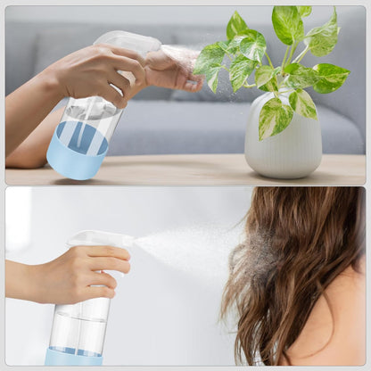 Worldgsb 2 Pack Glass Spray Bottles with Silicone Sleeve, 16 oz Empty Refillable Containers with Adjustable Spray Nozzles, Spray Bottles for Hair, Cleaning Solutions and Plants Blue&Grey