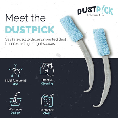 Reusable Microfiber Duster & Crevice Cleaning Brush | Versatile Cleaning Tools for Blinds, Window Tracks, Shutters, Baseboards, Kitchen Gaps | Microfiber Window & Space Cleaner (Pack of 2)