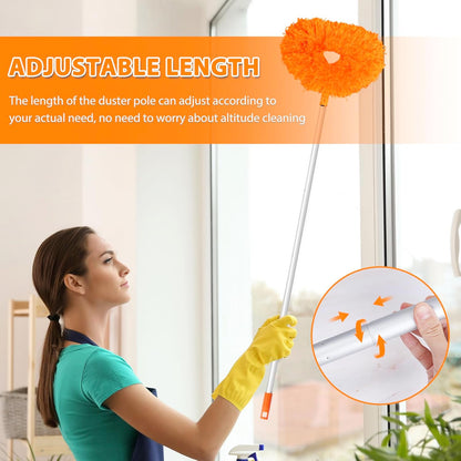 Ceiling Fan Cleaner Duster High Ceiling Extended Fan Blade Cleaner from 13 to 50 Inch Reusable Microfiber Ceiling Fan Duster with Extension Handle for Furniture Bookshelves Wall Door (Gray)