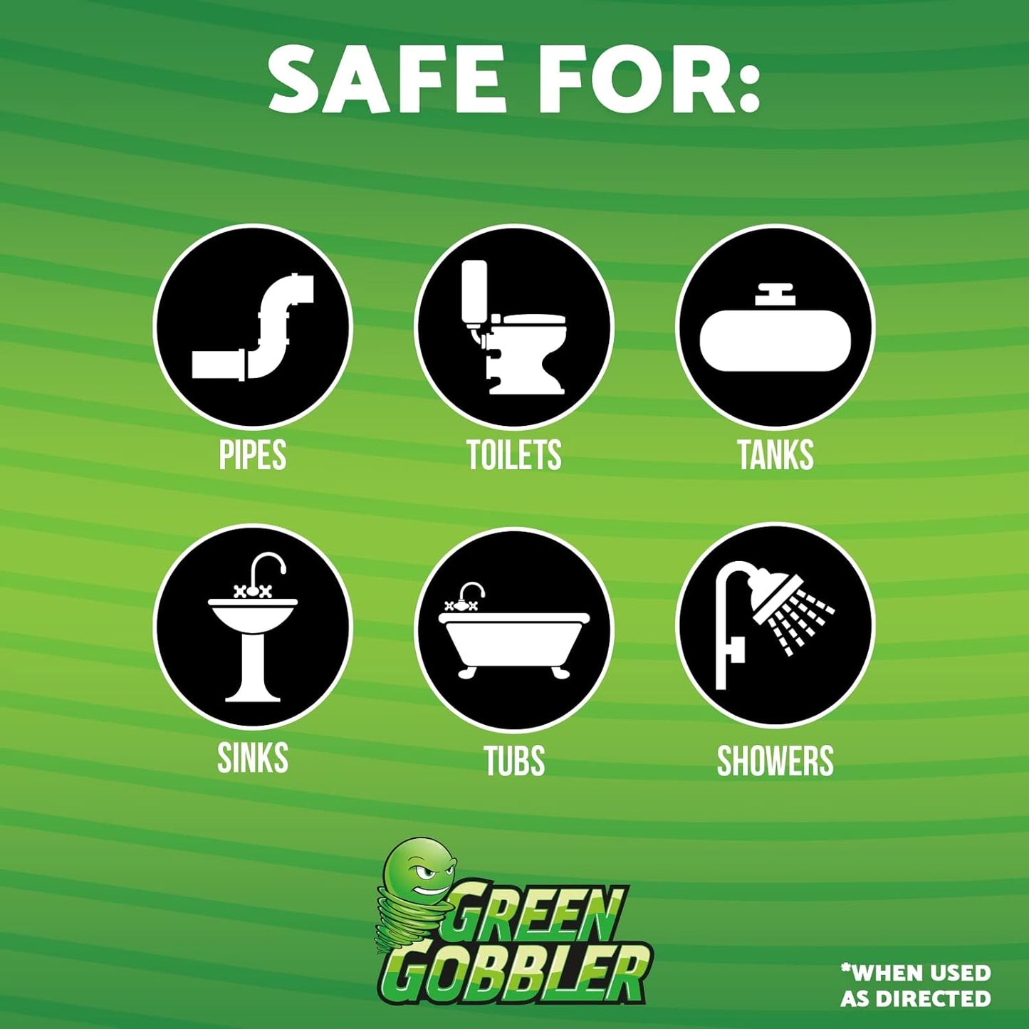 Green Gobbler Industrial Strength Grease and Hair Drain Clog Remover | Drain Cleaner Gel | Safe for Pipes, Toilets, Sinks, Tubs, Drains & Septic Systems | 64 fl. oz.