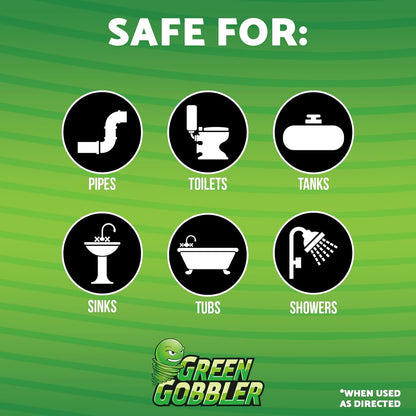 Green Gobbler Industrial Strength Grease and Hair Drain Clog Remover | Drain Cleaner Gel | Safe for Pipes, Toilets, Sinks, Tubs, Drains & Septic Systems | 64 fl. oz.