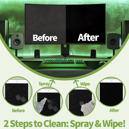 2-Pack Eye Glasses Cleaner Spray, Travel-Sized Screen Cleaning Kit with Touchscreen Mist for iPhone, Sunglasses, Computer, Laptop Screens, Phone Electronics with Eyeglass Cloth and Case Lid - Hatstart