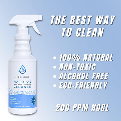 HYPRISTINE PURE Hypochlorous Acid Spray, Multi-Purpose Cleaner, Superior Shelf Life, 0% Bleach, 0% Alcohol, Food Contact Safe, Eliminate Non-Living Allergens, Remove Pet Odor, Clean Any Surface