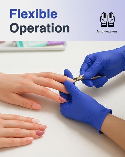 Schneider Nitrile Exam Gloves, Dark Blue, Disposable Gloves, Latex-Free, Powder-Free, Food Safe for, Cooking, Household Use