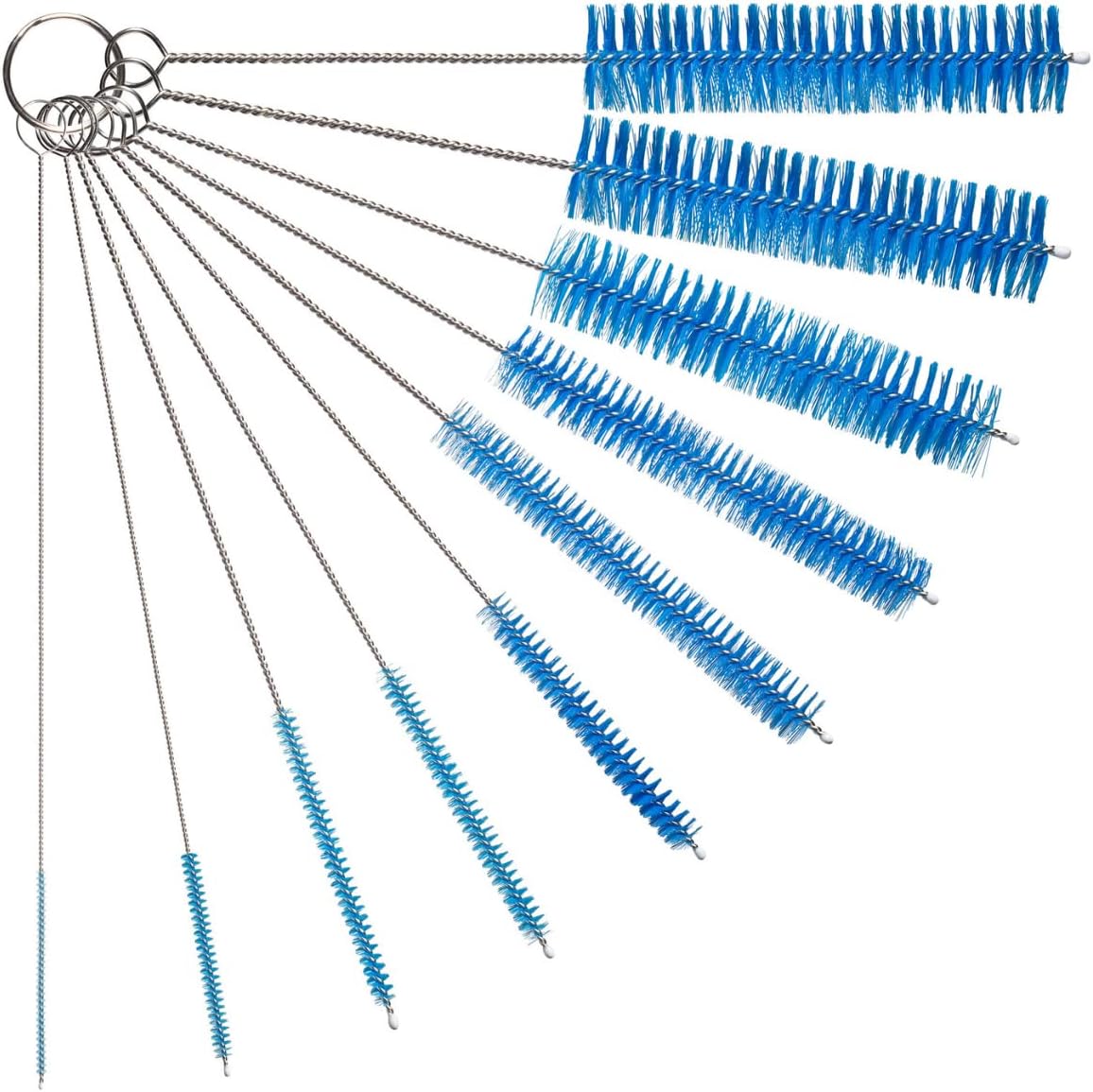10" Tube Cleaning Brush Set, 5 Pack Large, Extra Long Nylon Straw Brushes with Flexible Handles for Bottles, Cleaning Straws, Pipe Cleaners, Keyboard, Glass, Guns, Detailing and Deep Cleaning, Black