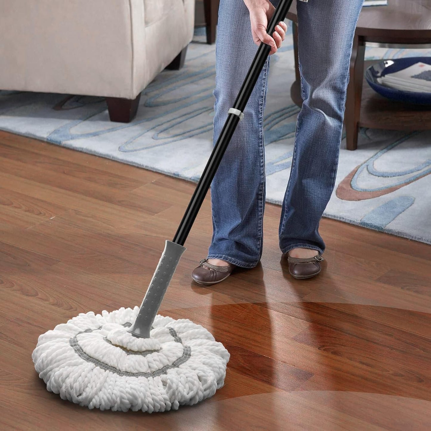 KeFanta Self-Wringing Twist Mop for Floor Cleaning, Long Handled Microfiber Floor Mop with Top Scouring Pad for Kitchen, Hardwood, Restaurant, Bathroom, Garages, Warehouses, Office,57-inch