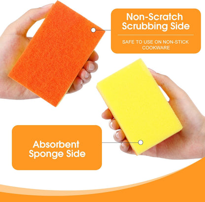 Tioncy 100 Pcs Individually Wrapped Sponges Kitchen Bulk Blue Dish Non Scratch Scrub Sponges Dual Sided Cleaning Dish Scrubber for Washing Dishes, Pots, Pans, Sinks, Stoves, Appliances, Car, Bike