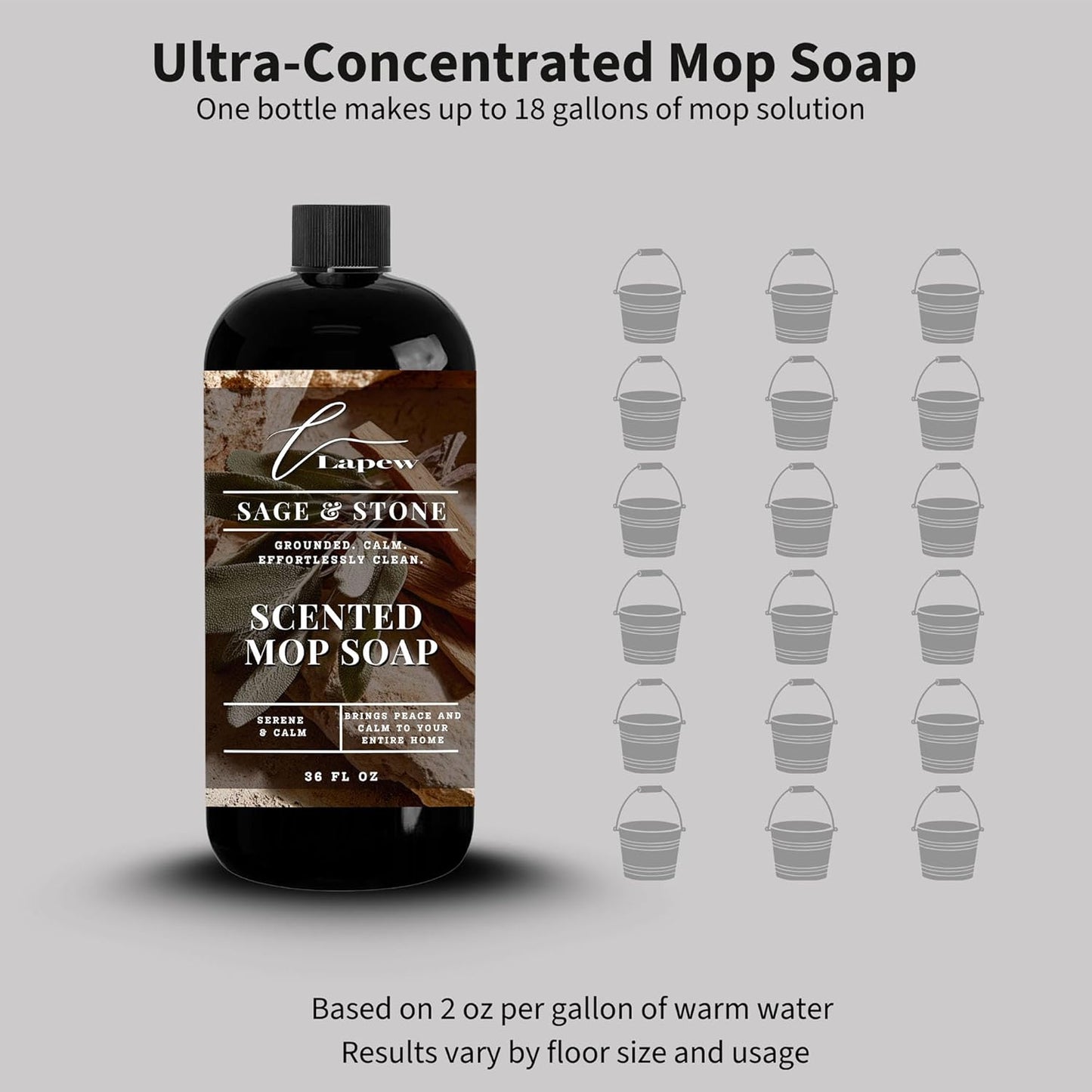 Lapew Baccarat Scented Mop Soap - Luxury Floor Cleaner Concentrate for Mopping Tile, Laminate, Vinyl & Hardwood | Streak-Free, Low-Foam | 36 oz - Colors A