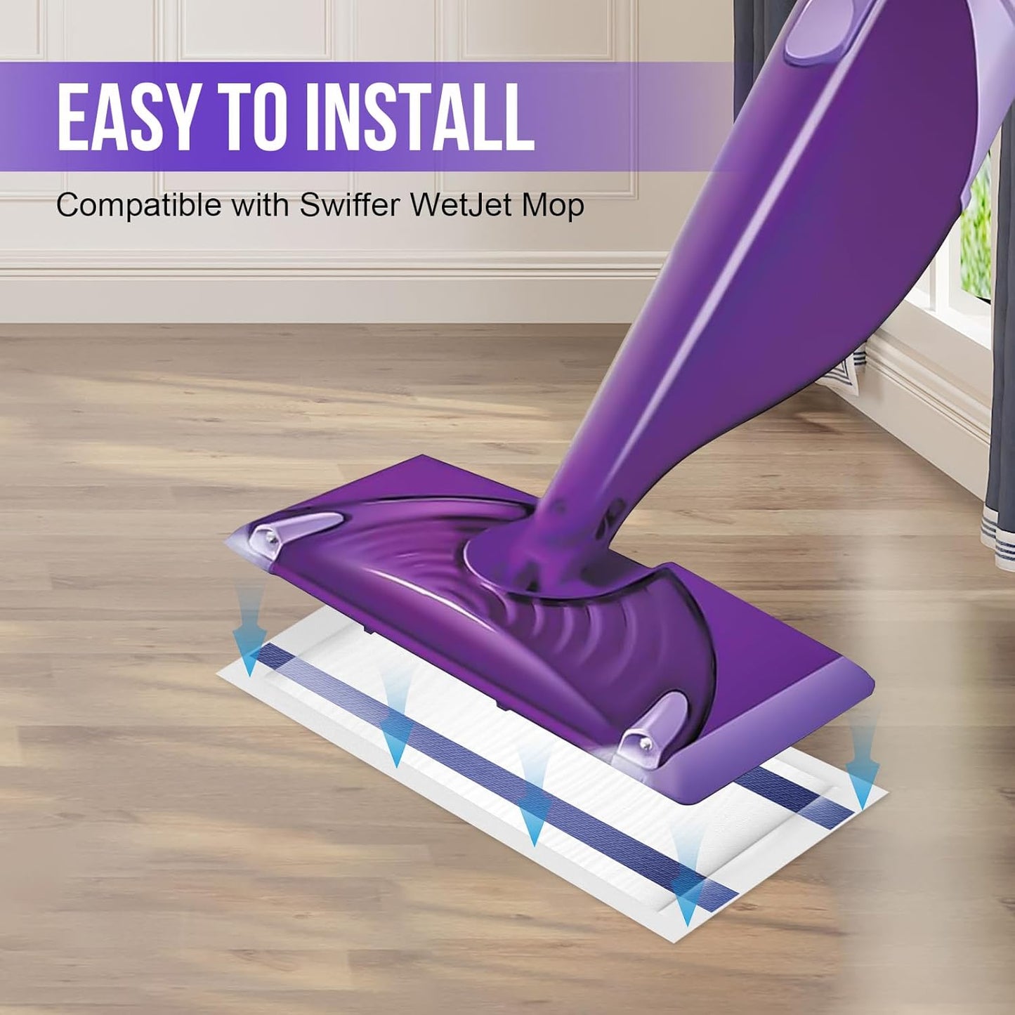 Mopping Pad Refill Compatible with Wet Jet Mop, Disposable Multi Surface Wetjet Hardwood Floor Cleaner Spray Mop Pads Refills, Thickness & Absorbent (60)