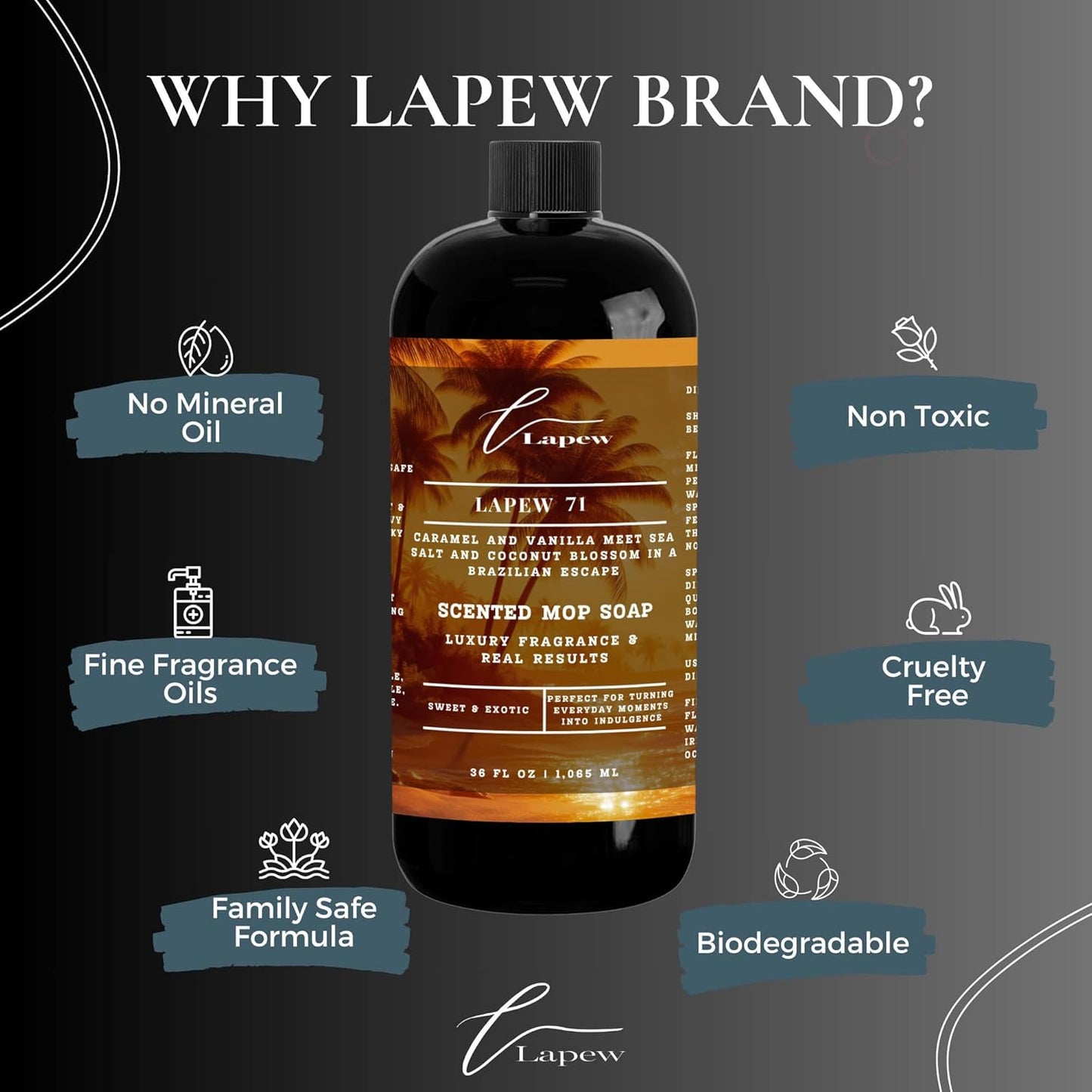Lapew Black Sea Scented Cleaning Bundle | Carpet Deodorizer Powder (16 oz) & Mop Soap Concentrate (36 oz) | Pet-Friendly Odor Eliminator - Colors B