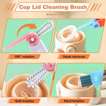 3 in 1 Cup Lid Cleaning Brush, Portable Gap Cleaner Brush - Multifunctional Bottle Cleaning Brush for Bottle Gap/Tight Spaces/Travel Bottle Lid, Home Kitchen Crevice Brush Tools, 3 PCS