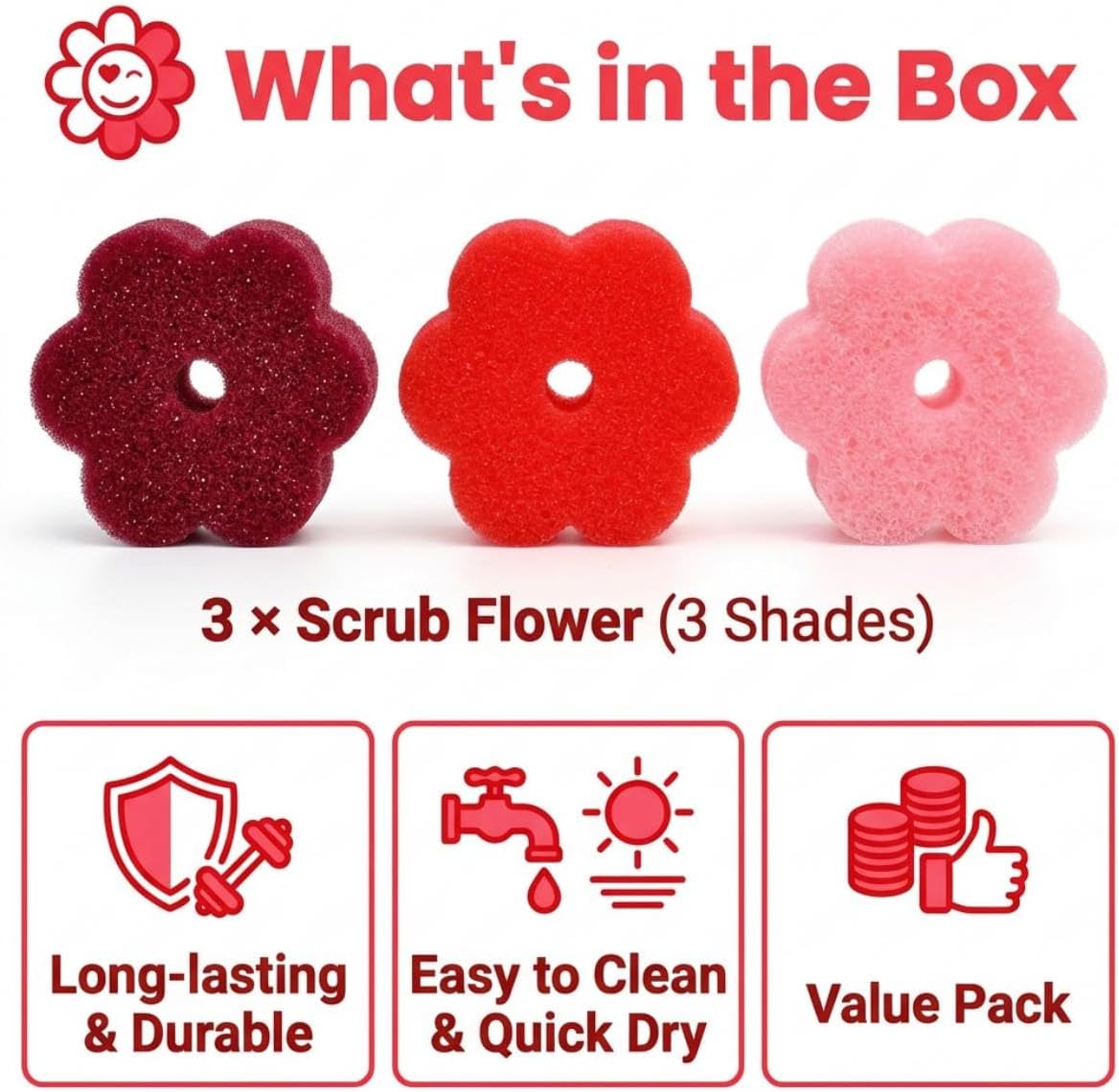 Scrub Flower Temperature Sensitive Sponges -Non-Scratch Scrubbers for Kitchen & Home - Firm in Cold & Soft in Warm Water - Odor Resistant Color-Coded Dish Sponges (Lavender Mist, 3 Count)