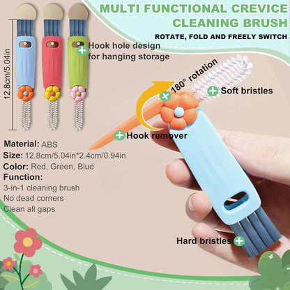 3 in 1 Cup Lid Cleaning Brush, Multifunctional Gap Cleaning Brush, Home Kitchen Crevice Brush, Portable Bottle Cleaner Brush for Cleaning Tight Spaces, Bottle Gaps, Travel Mug Caps(3 PCS)