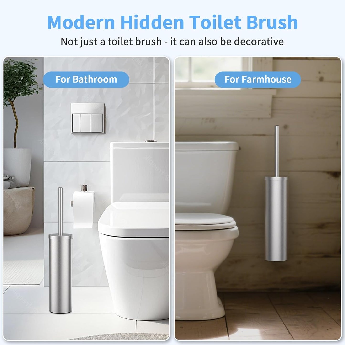 Stainless Steel Toilet Brush and Holder Set Oil Rubbed Matte Black Heavy Duty Toilet Bowl Brush with Long Handle for Bathroom and Farmhouse