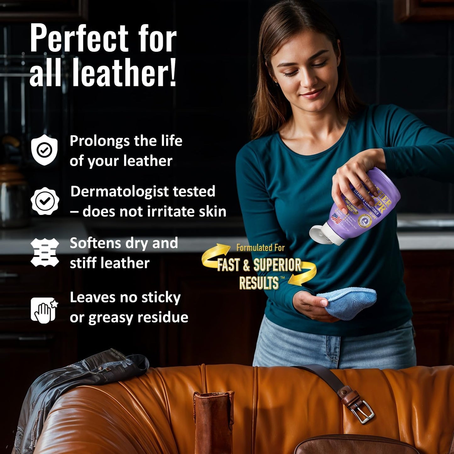 Leather CPR Cleaner and Conditioner 18oz. Bring Leather Back To Life on Furniture, Car Seats, Handbags, Jackets, Boots, Saddles, Purses & Shoes. Restores Shine, Softness & Color to Real Leather