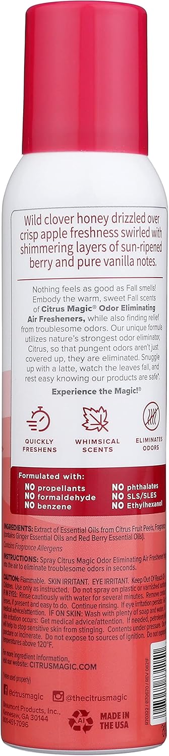 Citrus Magic Limited Edition Natural Odor Eliminating Air Freshener Spray, Orange Spice Cider, 3-Ounce, Pack of 3