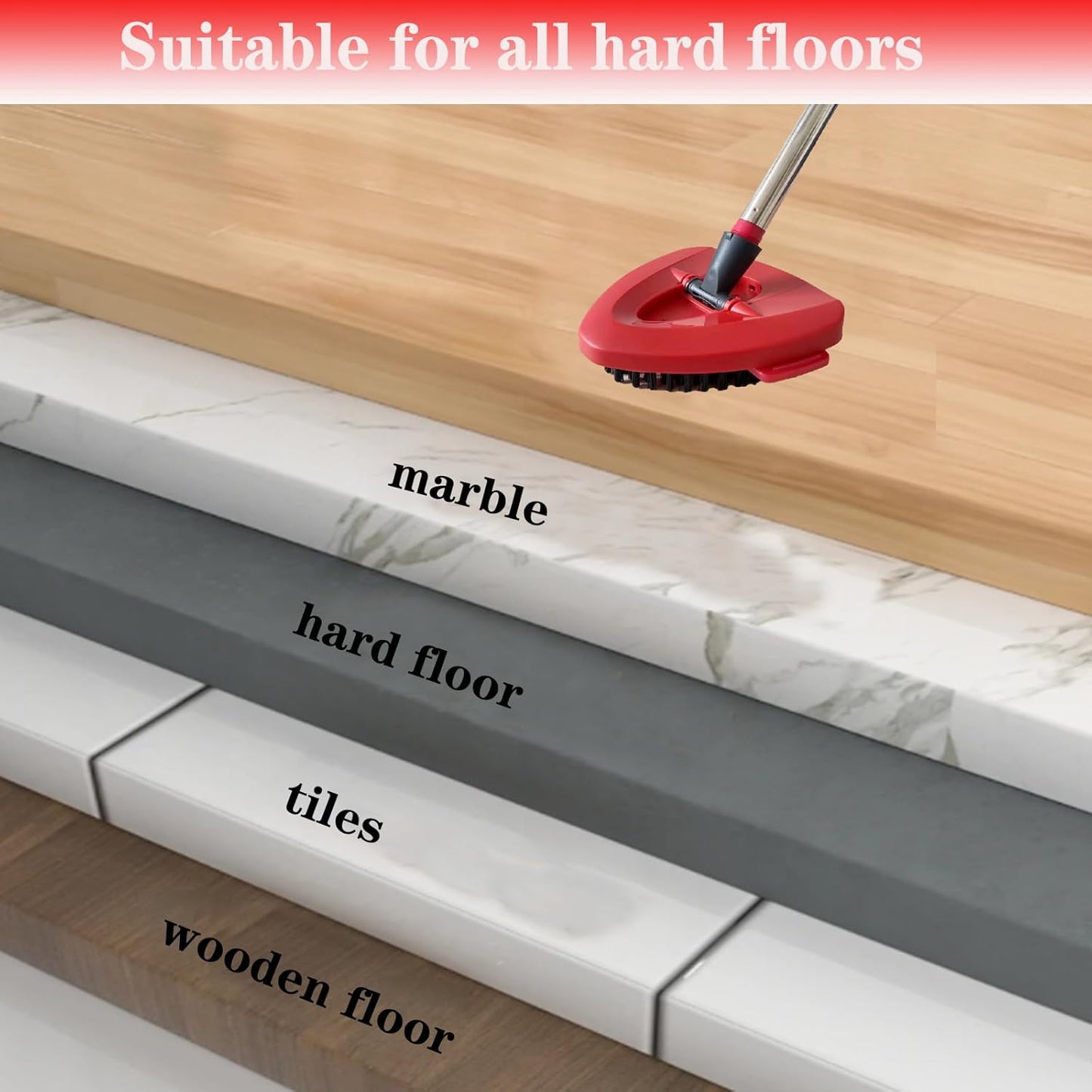 Spin Mop Replacement Head Mop Replace Head Compatible with O Cedar EasyWring Spin Mop - 4 O-Ceda Mop Refills、30-58in Mop Handle and 1 Mop Base and 1 Mop Base Scrub Brush Combo Set