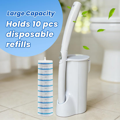 40 Disposable Toilet Brush Refills Srubber Pads, Wall Mounted Toilet Bowl Holder Set Toilet Cleaning System Starter Kit, Scrubbing Toilet Wand Pads