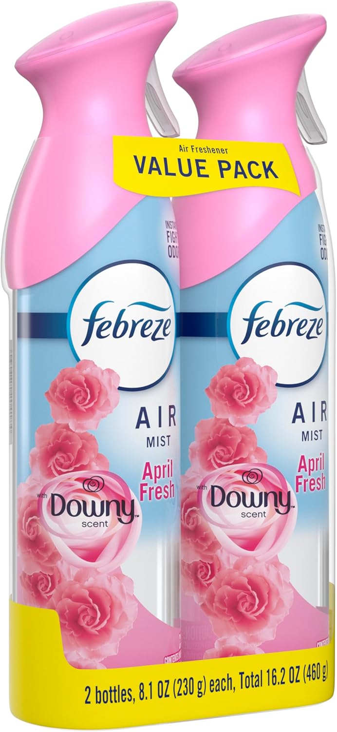Febreze Air Mist Air Freshener Spray, Odor-Fighting Room Spray, Air Fresheners for Home and Bathroom and Kitchen, Aerosol Can, Downy April Fresh Scent, 8.8oz (Pack of 2)
