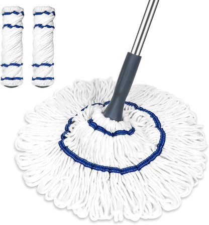 Silkyhose Self-Wringing Twist Mop Cotton Rotating Dry & Wet Mops with Long Handled for Floor Cleaning Kitchen Bathroom Hardwood Vinyl Tile Laminate Household Office