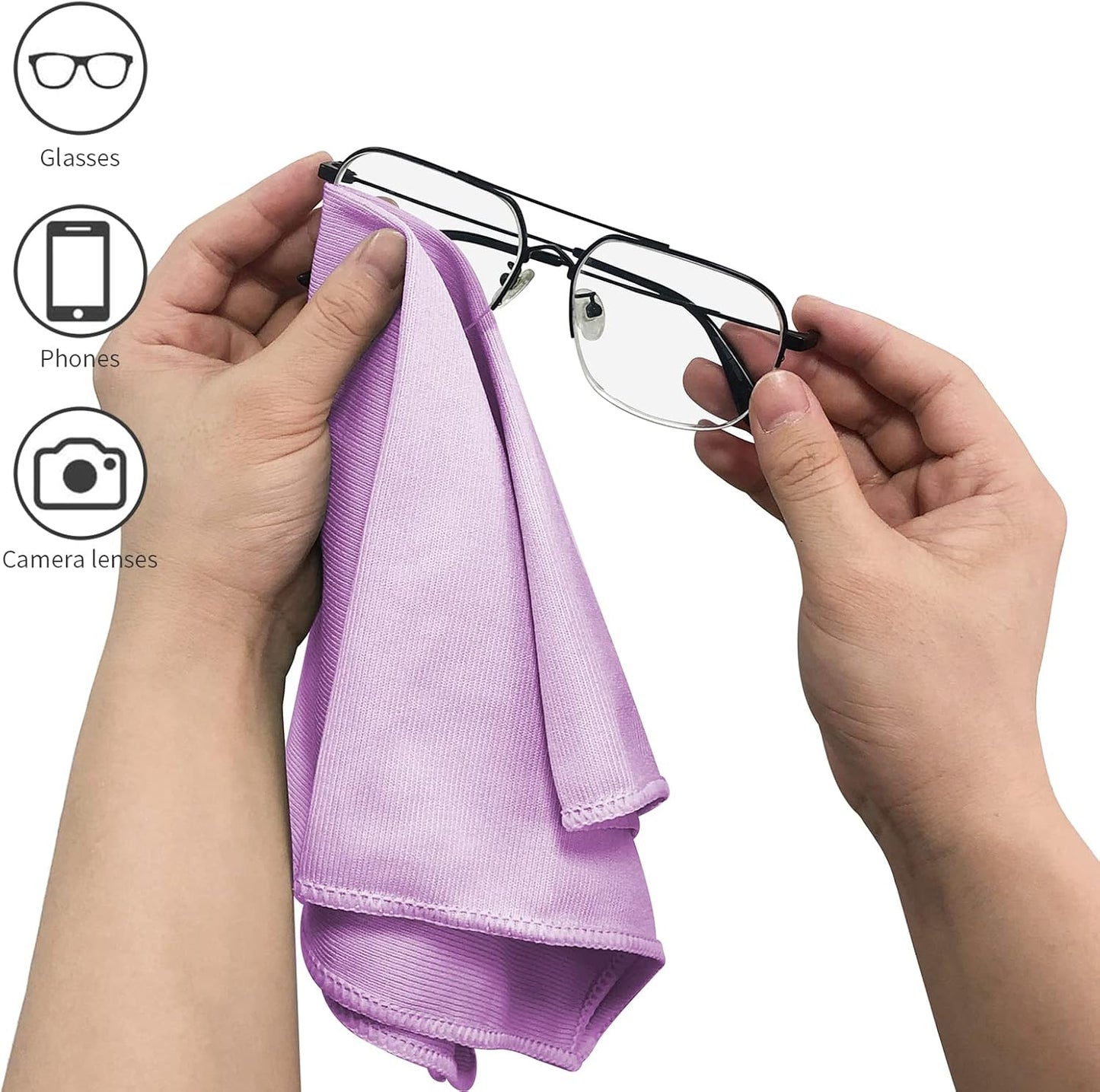 Puomue 6 Pack Microfiber Glass Cleaning Cloth, 16 Inch X 16 Inch, Lint Free Quickly Clean Window, Glasses, Windshields, Mirrors, and Stainless Steel, Blue