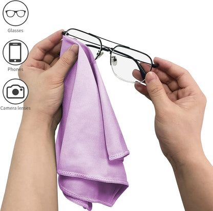 Puomue 6 Pack Microfiber Glass Cleaning Cloth, 16 Inch X 16 Inch, Lint Free Quickly Clean Window, Glasses, Windshields, Mirrors, and Stainless Steel, Blue
