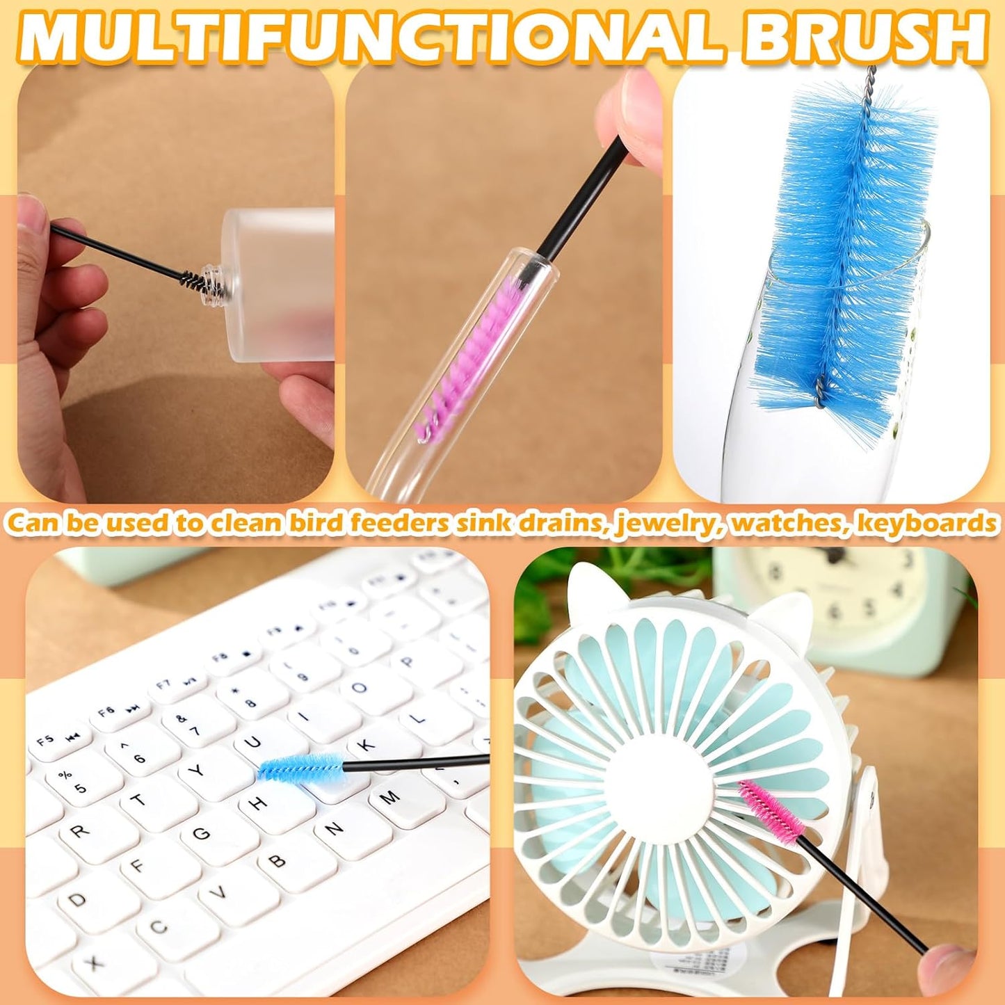 Hummingbird Feeder Cleaning Brush 19 Pieces 3 Size Mini Nylon Double Headed 2 in 1 Hummingbird Brush Hard to Reach Places Tiny Cleaning Kit(Black)