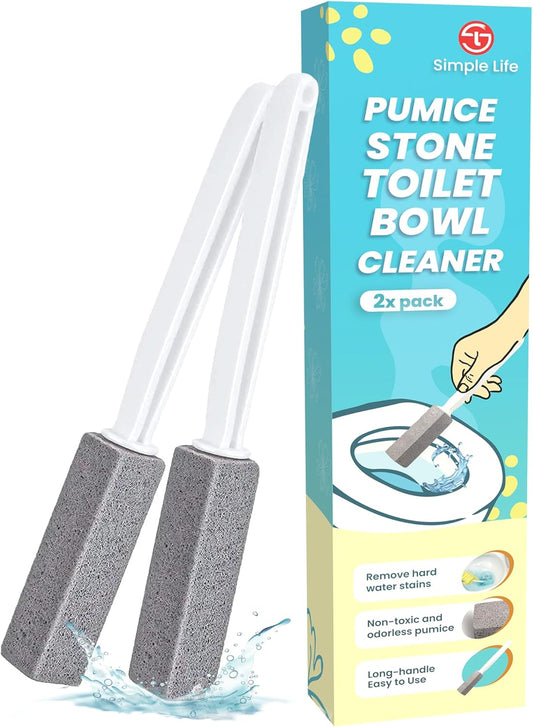Simple Life Pumice Stone Toilet Bowl Cleaner | Toilet Pumice Stone with Extra Long Handle | Scouring Stick for Toilet Cleaning, Stain Removal on Toilets, Grills, Tiles, Grout & Pools | 4 Pack
