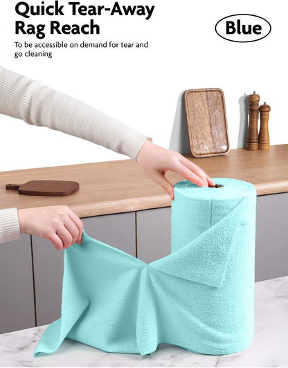 Fantasticlean Microfiber Cleaning Cloth Roll -40 Pack, Tear Away Microfiber Towels, 12" x 12", Reusable, Washable, Scratch Free, Ultra Absorbent Dishcloth for All-Around Cleaning Supplies (White)