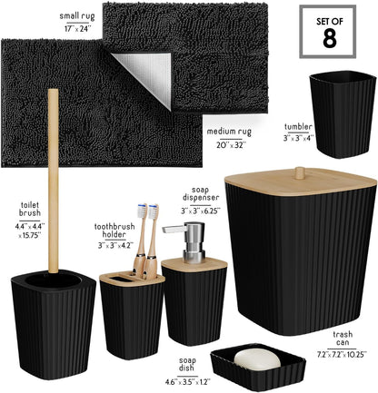 Clara Clark Bathroom Set - Sage Green Bathroom Accessories Set, 6PC Bathroom Accessory Set, Bathroom Sets with Toilet Brush, Trash Can & Soap Dispenser