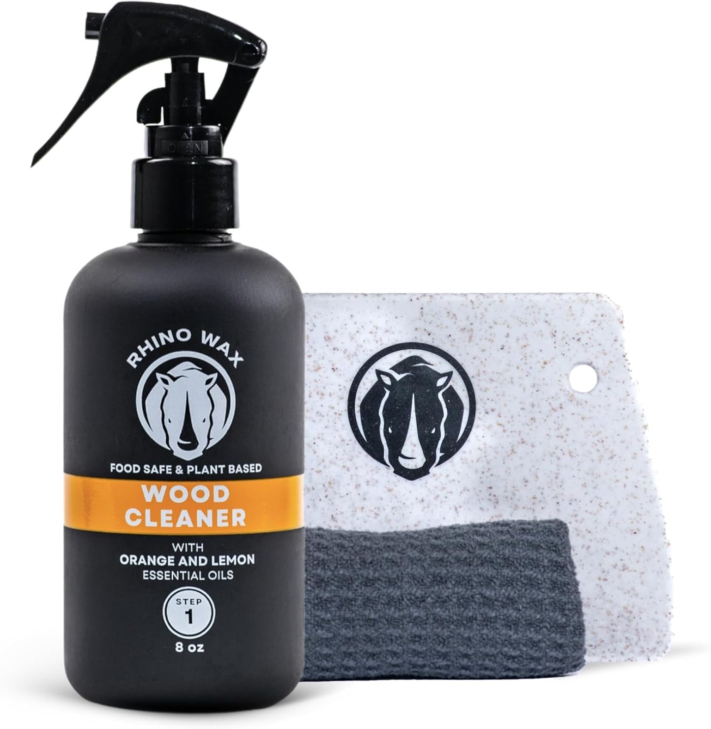 Rhino Wax Butcher Block Cleaning Kit - Includes Cutting Board Wood Spray Cleaner, Bench Scraper, Microfiber Cloth - for Butcher Block Countertops, Islands, Large Cutting-Boards - Natural - Food Safe