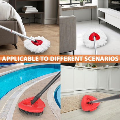 Fatmass 5 Pack Spin Mop Replacement for O Cedar EasyWring 1-Tank System,Include 4 Mop Replace Heads + 1 Upgrade Scrubber Brush, 100% Microfiber Mop Refills Deep Cleaning Machine Washable