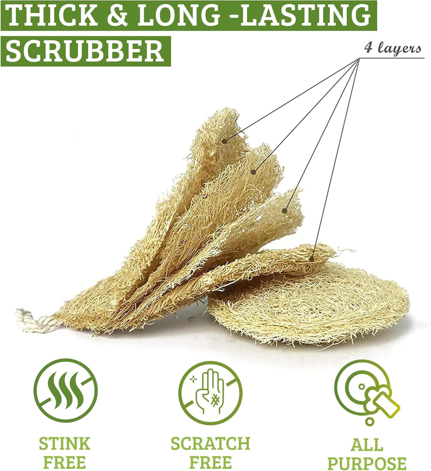 Natural Loofah Dish Sponge (Pack 30) Multipurpose Dish Sponges - 100% Biodegradable Compostable Dishwashing Scouring Pad Zero Waste (2.75" x 2.75" Each)