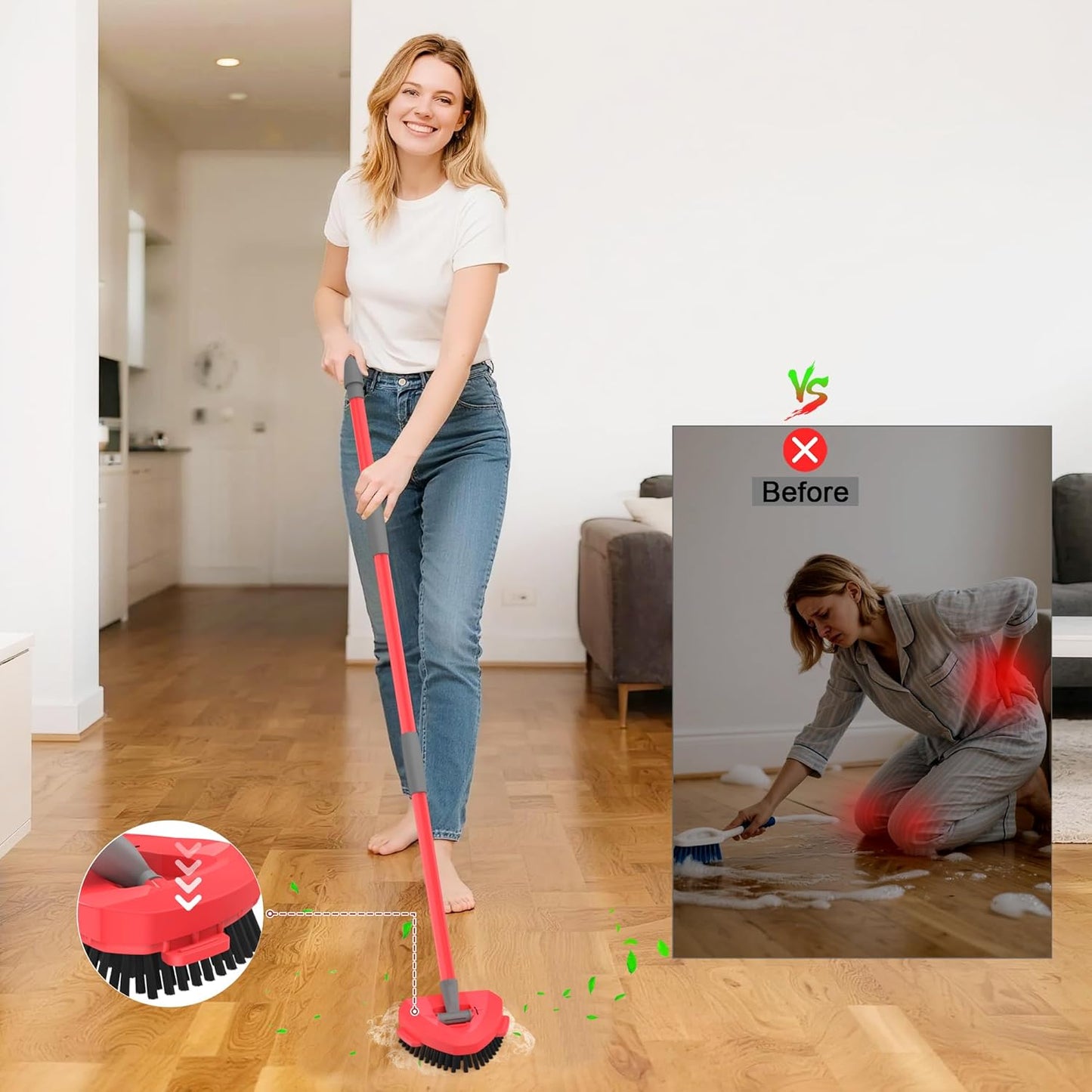 Replacement Scrub Brush for O-Cedar 2-Tank System, 4.4" Triangular Spin Mop Scrubber Head, Heavy-Duty Stiff Bristle Cleaning Brush for Tile, Grout, Bathroom, Kitchen & Floors