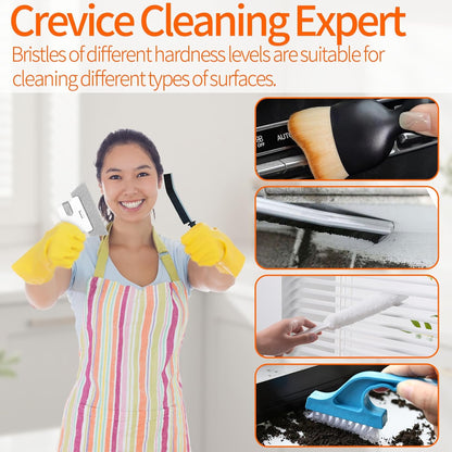 20 PCS Crevice Cleaning Brush Set - Multi-Purpose Hard Bristle Brushes for Deep Cleaning Kitchen, Bathroom, Grout, Sink, Cup, Blender, Corners, Tight Spaces