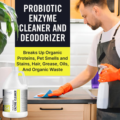 Multi-Purpose Probiotic Enzyme Cleaner, (128 oz, Citrus) - Pet Stain and Odor Remover - Concentrated - Professional & Home Strength Drains, Floors, Bathrooms, Toilets Trash Can, Made in USA