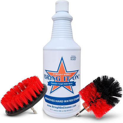 BRING IT ON! CLEANER Hard Water Stain Remover 32 Oz| Soap Scum, Calcium, Lime Scale, Remover for Shower Door, Tile, Glass, Fiberglass, Bathroom, Sink, Stone, Door