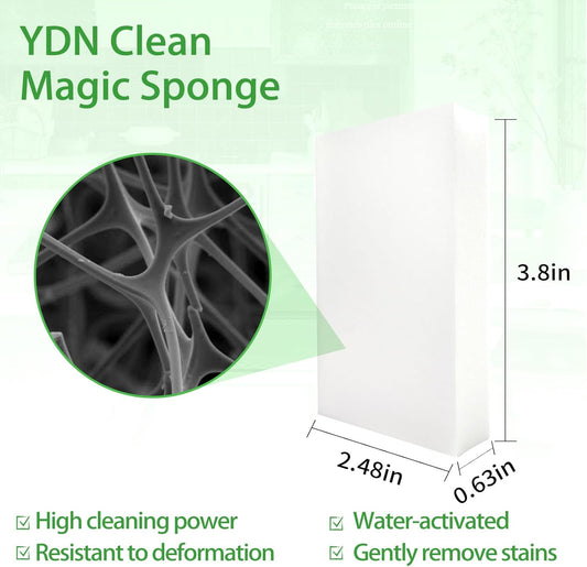 Magic Sponge Erasers, Water-Activated Cleaning Pads Sponge Mop, Bulk Pack Multi-Purpose Melamine Foam Cleaner for Kitchen, Bathroom, Walls, Shoes & Car, Non-Scratch & Reusable (50)