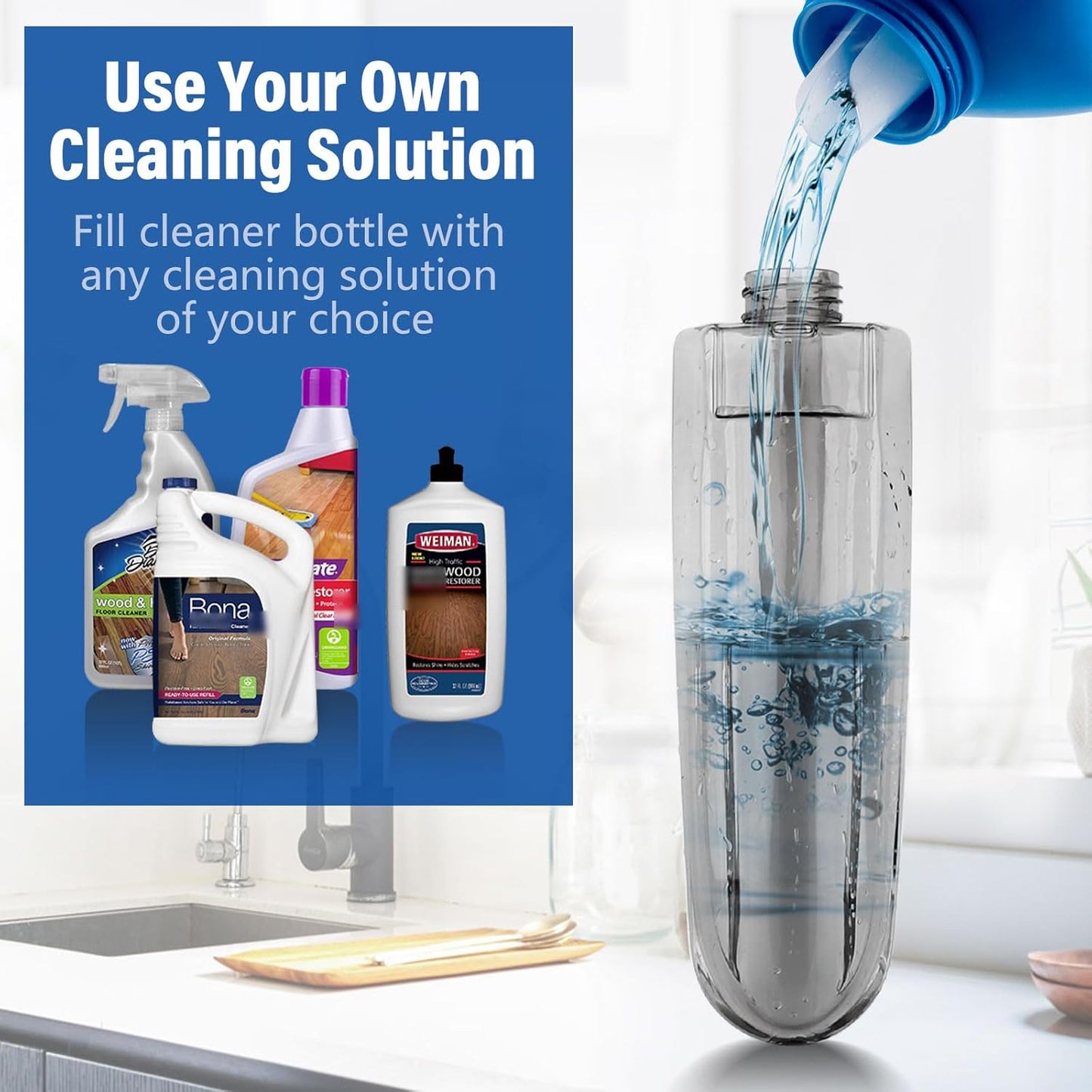 Spray Mops for Floor Cleaning Floor Mop with a Refillable Spray Bottle and 3 Washable Microfiber Pads Home or Commercial Use Dry Wet Flat Mop for Hardwood Laminate Wood (Purple)