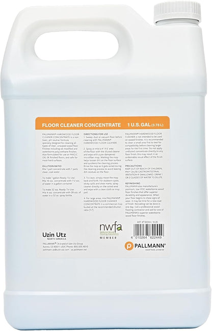 Pallmann Hardwood Floor Cleaner Concentrate 1 Gallon - Makes 8 Gallons of Cleaner - Water-based Streak-free Formula