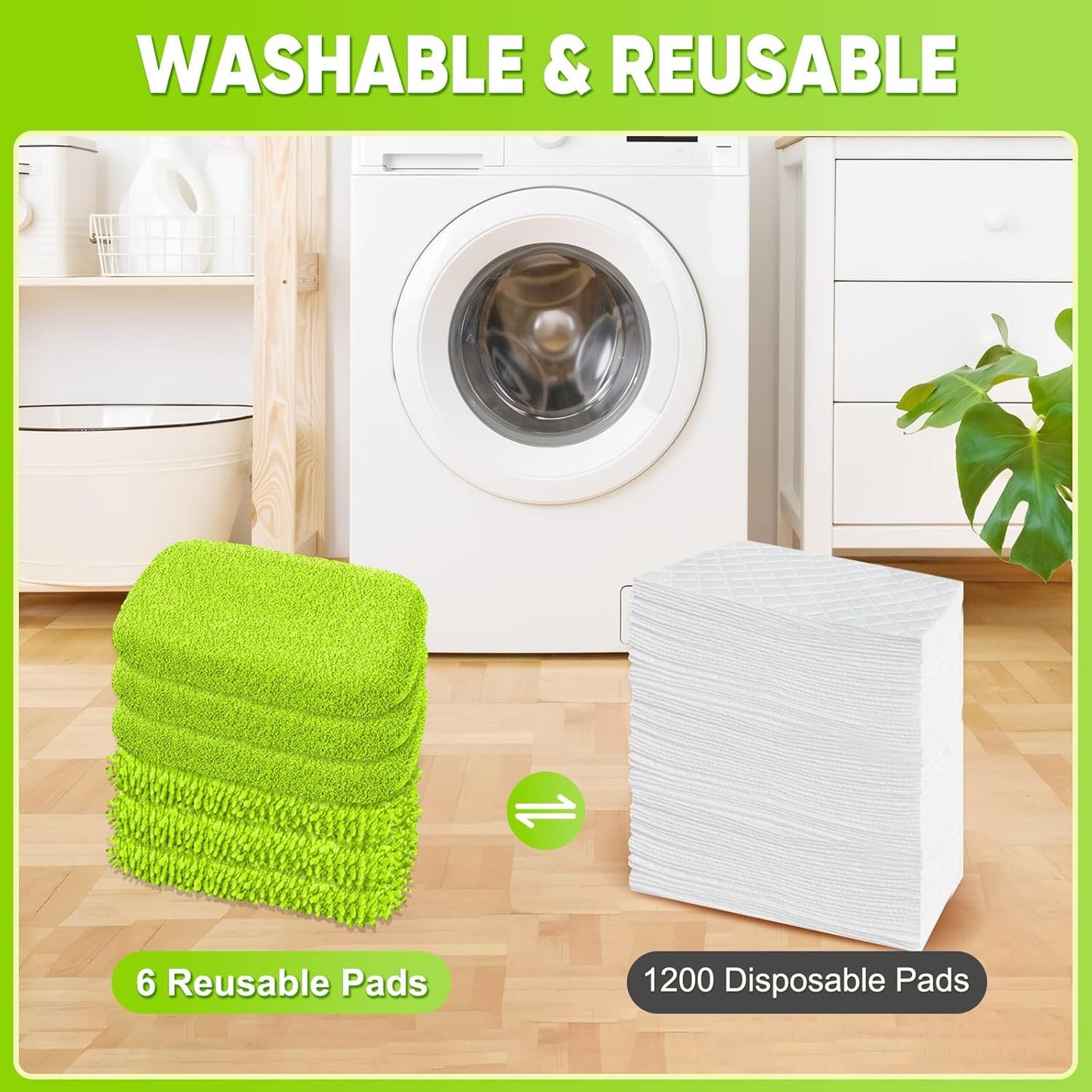 6-Pack Reusable Microfiber Mop Pads Compatible with Swiffer Sweeper, Dry & Wet Sweeping Cloths - Washable Wet Pads Refill for Multi-Surface/Hardwood Floor Cleaning