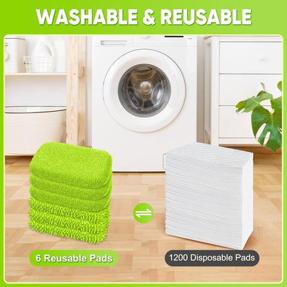 6-Pack Reusable Microfiber Mop Pads Compatible with Swiffer Sweeper, Dry & Wet Sweeping Cloths - Washable Wet Pads Refill for Multi-Surface/Hardwood Floor Cleaning