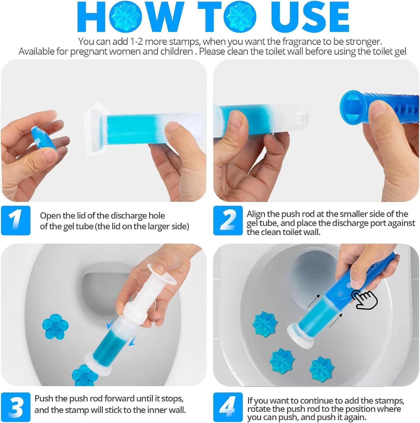 Solala 6 Packs Toilet Bowl Gel Stamp - Replacement Gel Toilet Bowl Cleaning Stamps Compatible with Scrubbing Bubbles, Stop Limescale and Rings, for Cleaning and Refreshing, 6 Pack with Dispenser