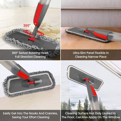 Spray Mops for Floor Cleaning: MEXERRIS Wet Mop with 3 Washable Pads for Swiffer Powermop - Floor Mop with Refillable Bottle - Home Commercial Dust Mops for Hardwood Laminate Ceramic Tiles