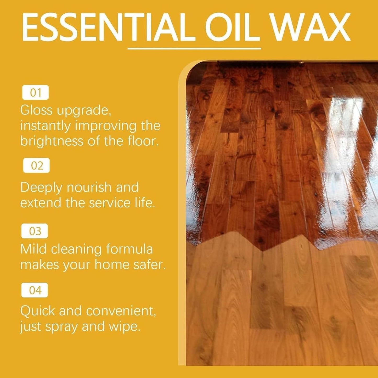 Natural Beeswax Furniture Polish, Beeswax Repairing and Care Spray, Essential Oil Wax for Floors, Bees Wax Furniture Polish and Cleaner with Sponge and Towel (1pcs)