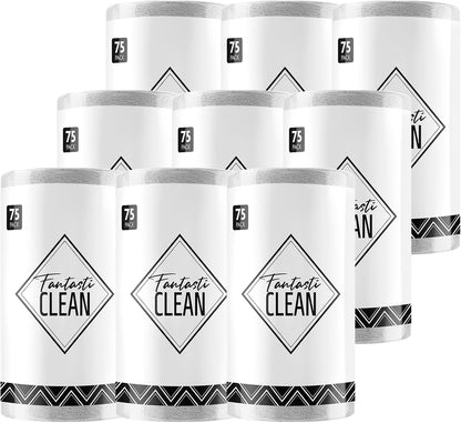 Fantasticlean Microfiber Cleaning Cloth Roll -75 Pack, Tear Away Microfiber Towels, 12" x 12", Reusable, Washable, Scratch Free, Ultra Absorbent Dishcloth for All-Around Cleaning Supplies (White)