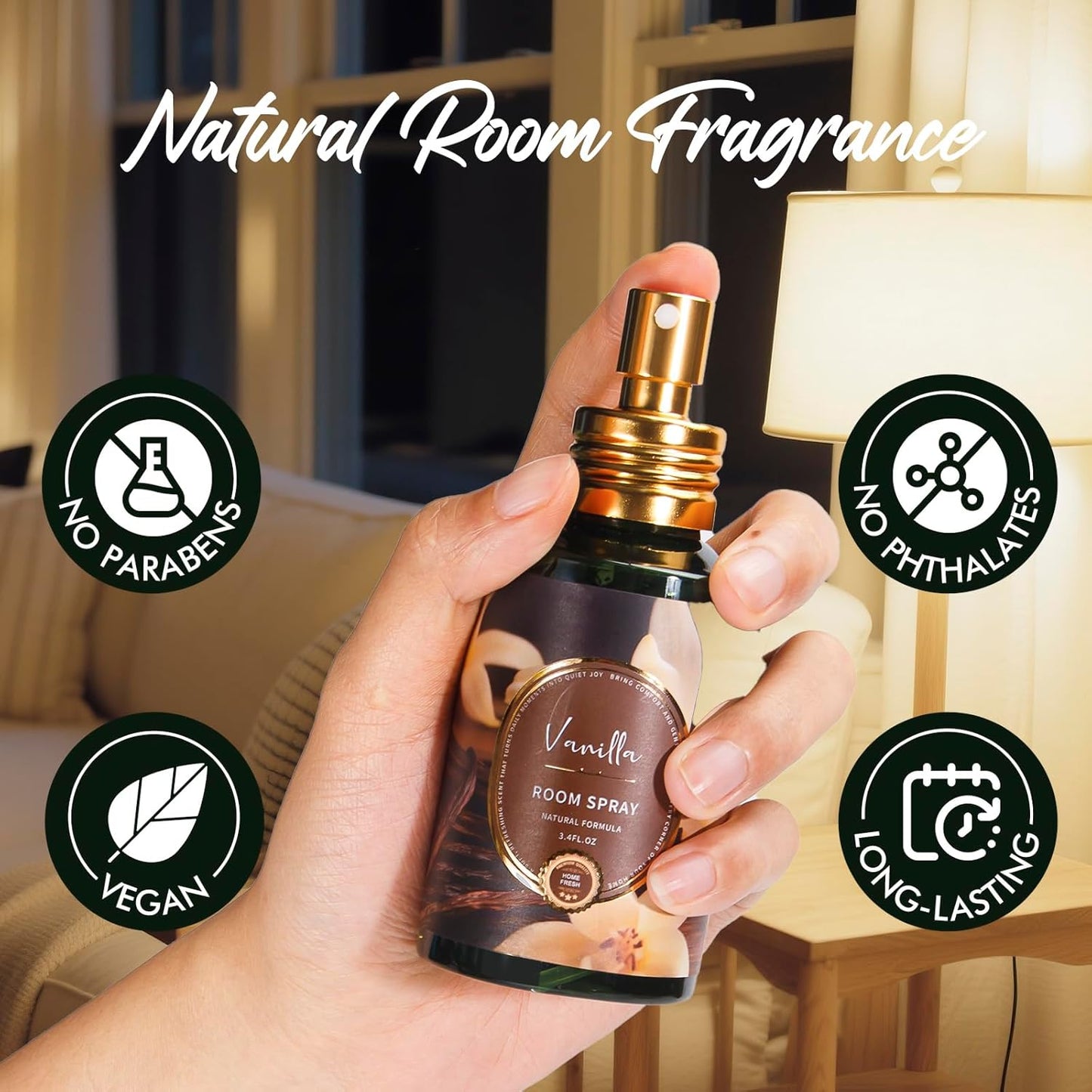 Linen Room Spray 2 Pack, 3.4oz/100ml Each – Long-Lasting Air Freshener & Odor Eliminator for Home, Bathroom, Bedroom & Office, Concentrated Room Spray