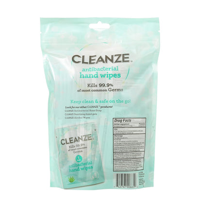 Cleanze Antibacterial Hand Sanitizing Wipes Individually Wrapped with Aloe, Unscented Disinfecting Hand Wipes for Travel and On the Go Sanitizing, Kills 99.9 Percent of Germs, 50 Count