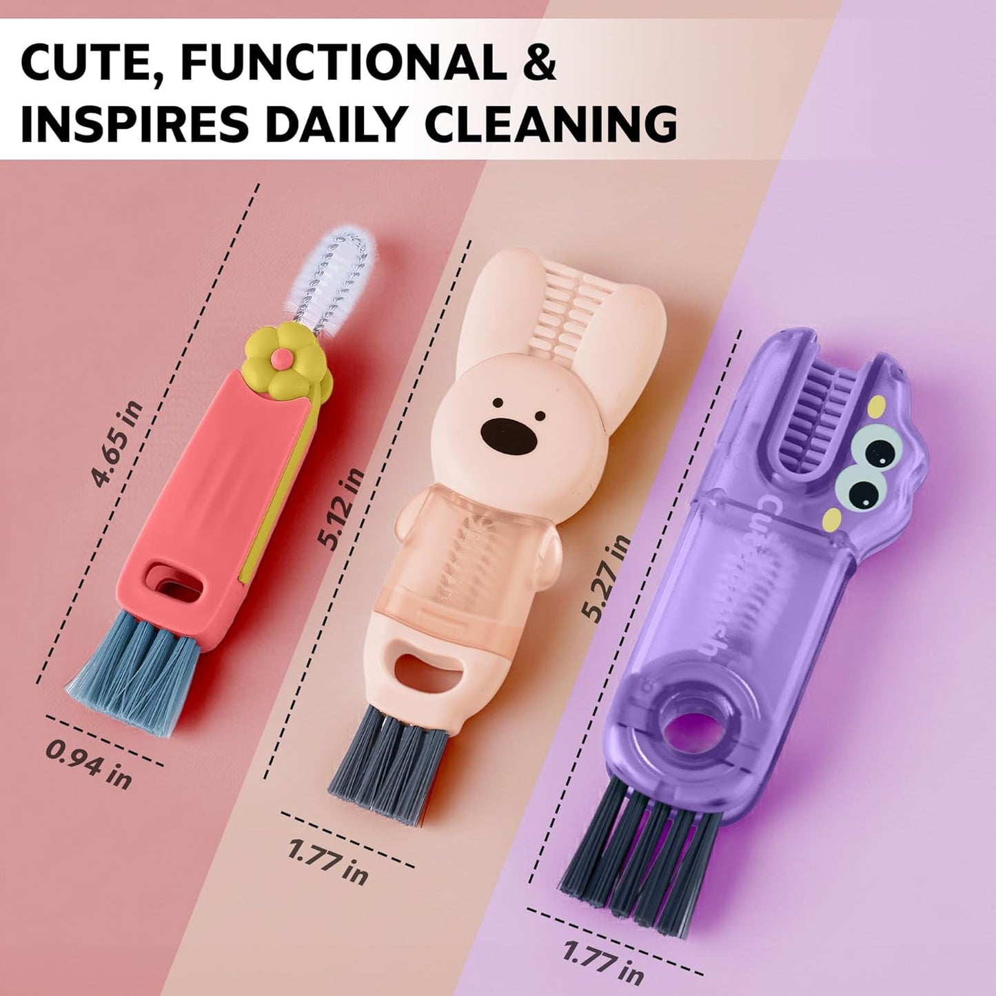 Cup Lid Cleaning Brush, 3 in 1 Lid Cleaner for Tumblers and Water Bottles, Gap Cleaning Brush with Straw Hole Detail Tool, Multifunctional Brush for Daily Use (Blue Green)