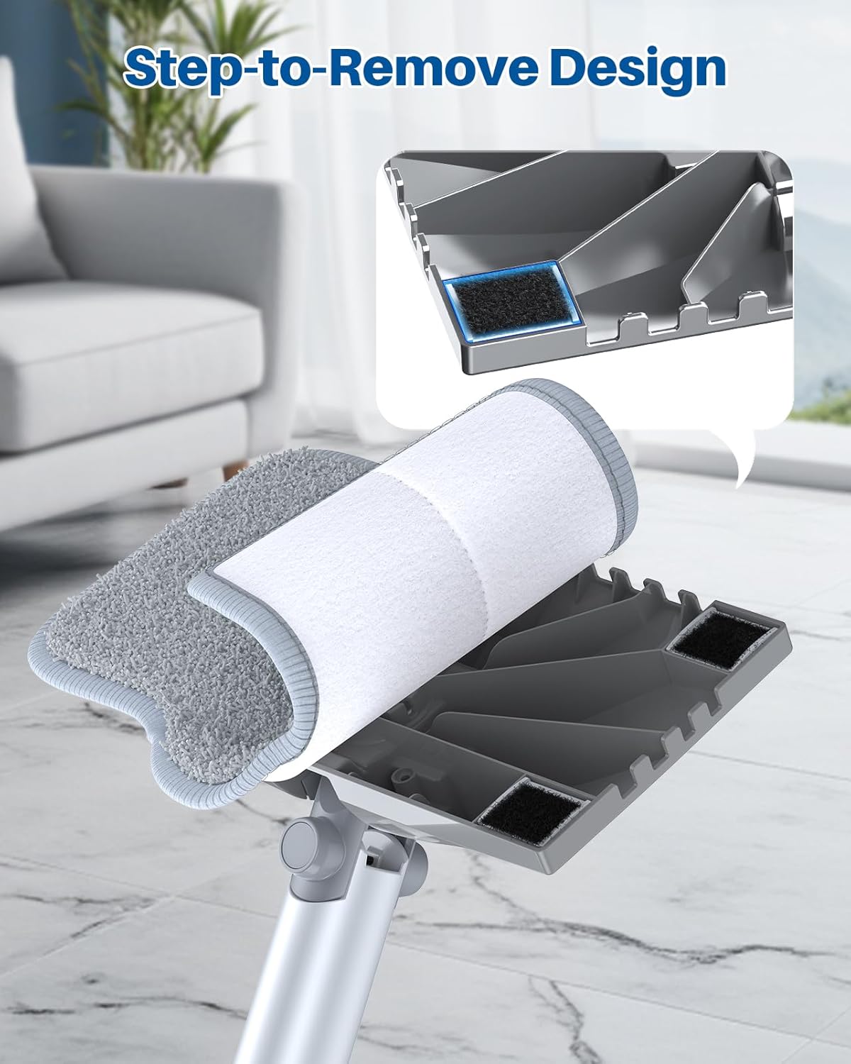 10-in-1 Steam Mop with Detachable Handheld Steamer, 350ml Tank, 10s Heat-Up, 248°F Steam Cleaner, 3-Level Control and Swivel Head for Floors, Carpets, Tiles, BBQ grill Multi-Surface Clean White